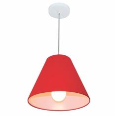 Lustre Pendente Cone Md-4028 C pula Em Tecido 25/30x12cm Verm