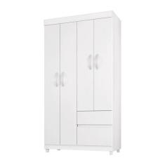 Guarda Roupa Solteiro Lótus 4 Portas E 2 Gavetas Flex Branco - Demóbile Branco