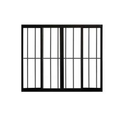 Janela 4 Folhas De Correr c/ Grade 1.00 X 2.00 Alumínio Preto Linha Modular - Hale