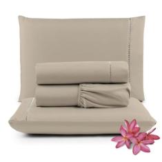 Jogo de Lençol Micro Percal Queen 300 Fios 4 Peças - Santos e Luan, Av