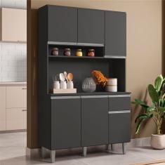 Armário De Cozinha Udine 6 Portas Cinza