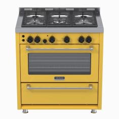 Fogao 5 Bocas Venax Temis Amarelo Gas Glp