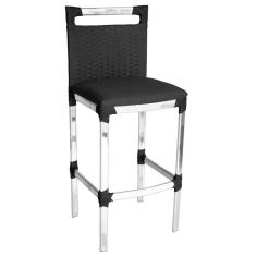 Banqueta Alta Vigor Em Alumínio E Fibra Sintética Preto/preto
