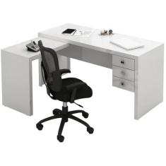 Escrivaninha Mesa Escritório em L com Me4106 3 Gavetas 154,8cm - Tecno
