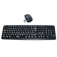 Teclado Mouse sem Fio Ampliado Adaptado Baixa Visão Alto Contraste com