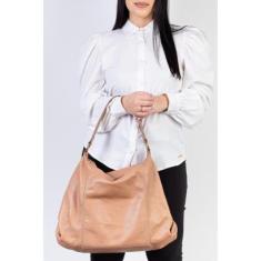 Bolsa saco grande de couro liso Cris-Feminino