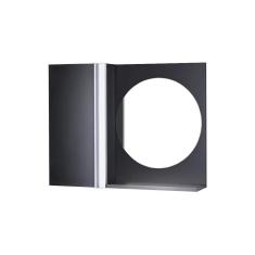 Armário Banheiro com Espelho Redondo Preto Barra Vertical