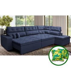 Sofá de Canto Retrátil e Reclinável Direito 3,40x2,36m Molas Cama inBox Espanha. Velusoft