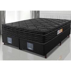 Cama Box King Colchão Ortofirm Black + Box 193x203x67 One Face Espuma D33 Preto