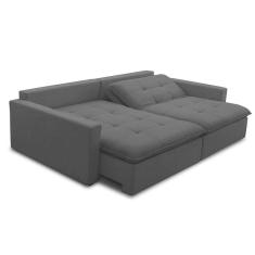 sofá 3 lugares retrátil sem caixa capri veludo grafite