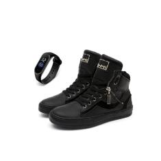 Tenis Feminino Sneaker Fitness Academia Couro com Ziper + Relógio-Feminino