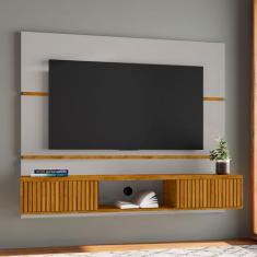 Painel para TV Até 60 Polegadas 2 Portas âmbar Ripado Off-White/Natura