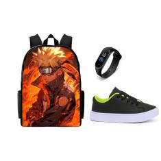 Bolsa Masculina Escolar Lançamento Mais Relogio Digital E Tenis Casual