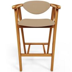 Banqueta Alta Para Cozinha Bancada Bar Sala De Jantar Fixa Cecília L02 Linho Bege Escuro