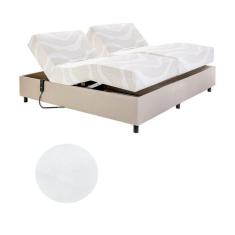 Cama Casal Centauro Suéde Branco 140x200x64 cm Pilati