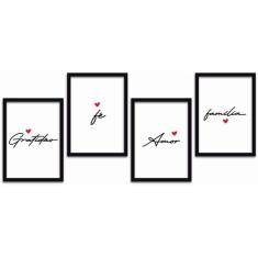 Conjunto Quadros Decorativos 4 pçs MDF 30x40 Amor e Familia - Arte na 