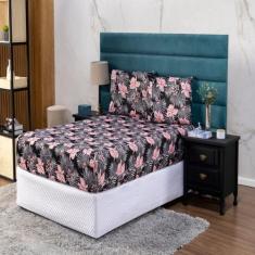 Lençol De Elástico Queen Malha Estampada Resistente e Macia Para Dia a