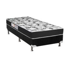 Cama Box Solteiro: Colchão Espuma Luckspuma D28 Celebrity + Base Crc Suede Black(88X188)