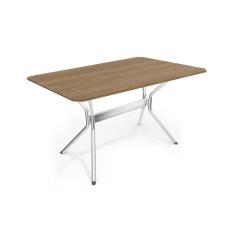 Mesa p/ Cozinha Loire Aço c/ Tampo Madeirado 136x90cm Cromada/Nogueira - Kappesberg