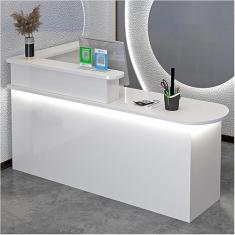 Mesa de recepção de recepção, balcão de recepção com luzes, mesa de balcão frontal com armário, balcão de varejo moderno com gavetas, para escritório de checkout, salão de beleza/saguão/spa