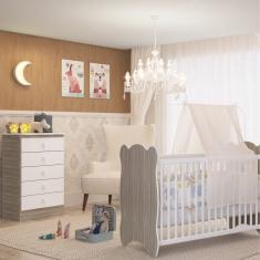 Quarto De Bebê Completo 1 Berço 1 Cômoda Pirulito Móveis Percasa Fresno/branco