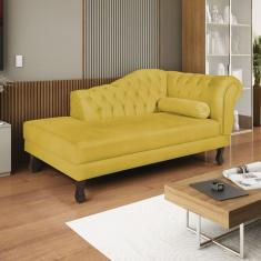 Diva Recamier Dora 140cm Lado Esquerdo Suede Amarelo