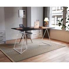 Escrivaninha Mesa Bela Vista Branco E Tampo Preto - Branco