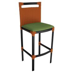 Banqueta Alta Vigor Em Alumínio E Corda Náutica Ocre Ocre Com Verde