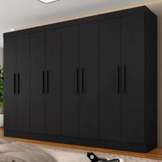 Guarda Roupa Casal Mariah 8 Portas Preto Fosco - A Móveis Arapongas, P