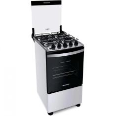 Fogão Brastemp 4 Bocas Bfo4ebb Com Mesa De Inox, Dupla Chama Branco