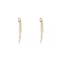 Brinco Argolinha Com Corrente De Coração Folheado