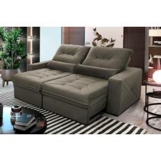 Sofá Retrátil Reclinável Sevilha 3,00m Suede Velut Tabaco Molas Ensaca