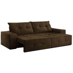 Sofá Espanha 2 Lugares Retrátil 150cm Tecido Suede Cor Marrom - Estrel
