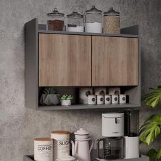 Armário de Cozinha Aéreo 70,5 cm 2P com Nicho Colin Grafite/Freijó M12