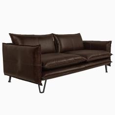 Sofá Decorativo 4 Lugares Sala de Estar 280cm Beaune Couro Café - Gran Belo