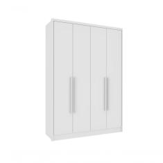 Guarda Roupa 4 Portas Neve 3 Gavetas Dinamarca MDP e MDF com Cabideiro Tcil Móveis