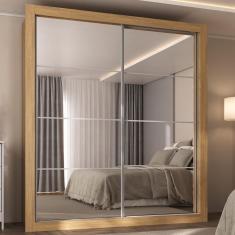 Guarda Roupa Casal MP4273 Malibu 2 Portas de Correr 4 Gavetas MDP com Espelho Madeirado Multimóveis