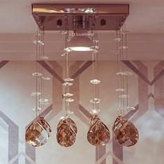 Lustre Delicado Para Quarto ou Lavabo Com 35cm De Altura c/Amêndoas De Cristal Honey Legítimo