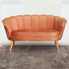 Namoradeira Estofada Decorativa Para Recepção Pétala Veludo Terracota - LM DECOR
