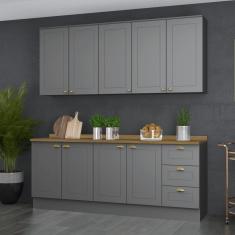 Cozinha Compacta 4 Peças Emily Cinza/Calcare