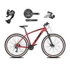  Bicicleta Aro 29 Ksw Xlt 27v Câmbios Shimano Altus Freios Hidráulicos Garfo Com Trava Pneu Bege - Vermelho