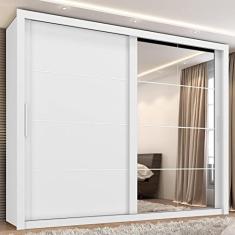 Guarda Roupa Casal com Espelho 2 Portas 6 Gavetas Imperador Plus Zanzini Branco Absoluto