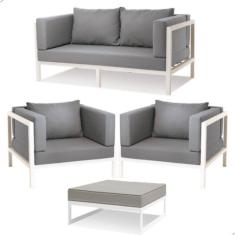 Jogo De Sofá Bogarim Completo Cinza