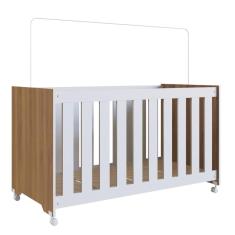 Berço Rodízios Nogal Branco Linha Aconchego Completa Móveis