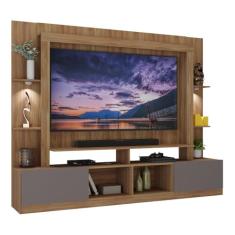Rack Estante c/Suporte Tv 65" e Leds Berlim Multimóveis Madeirado/lacca Fumê