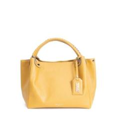 BOLSA FEMININA EM COURO ALÇA DE MÃO VERDE TIFFANY COM LARANJA "SUELY ABELHO"-Feminino