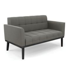 Sofá Namoradeira 2 Lugares Base De Madeira Preto Elisa Suede Grafite D03 - D`rossi