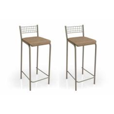 Kit 2 Banquetas Sala Jantar Gênova B705NK Un Níquel/Capuccino - Kappes