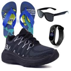 Tenis Infantil De Amarrar Meninos Leve Desenhos LIGHT + Chinelo Oculos