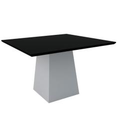 Mesa De Jantar Para 6 Lugares Tampo De Madeira Com Vidro Jasmin 1,35m 